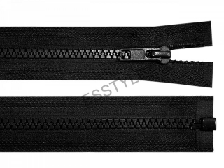 Kostený zips bundový čierny - 90cm