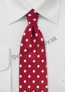 Marullo červená kravata s bielym bodkovaním