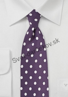 Marullo fialová kravata s bielym bodkovaním 