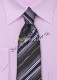Tivoli fialová kravata s čierno fialovým pruhovaním