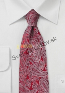 Bhiwandi hodvábna kravata červenej farby s ornamentom 