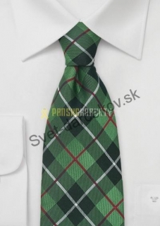 Schottenkaros- kravata v škótskom vzore, v zelenom odtieni