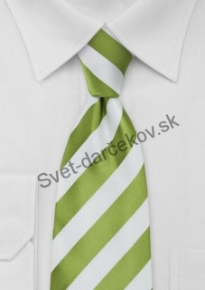 Calvia bledozelená kravata so širokým bielym pruhovaním