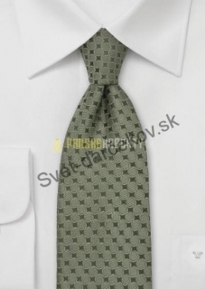Colombes- olivovo zelená kravata s elegantným vzorom