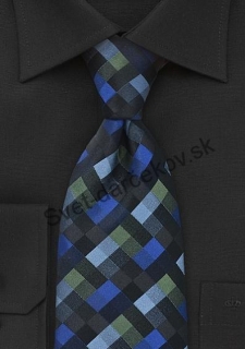 Plaster modrá kravata s elegantnym štvorčekom