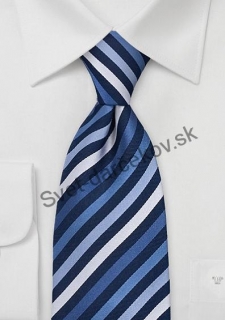 Catania pásikavá kravata v tmavomodrej a bielej farbe