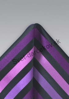Hodvábna vreckovka do saka fialovej farby s pruhovaním