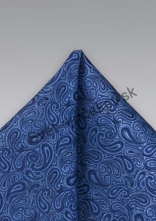 Hodvábna vreckovka do saka modrej farby s ornamentom