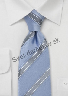 Ferrara bledomodrá kravata s šedým pruhovaním