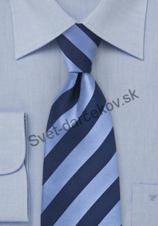 Calvia kravata v tmavomodrej farbe s bledomodrým pruhovaním