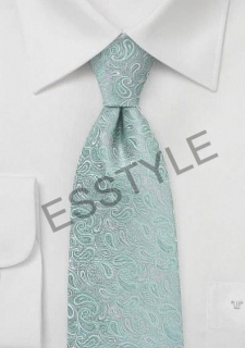 Paisley hodvábna kravata v mentolovo zelenej farbe s ornamentom