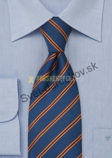 Saragozza kobaltovo modrá kravata s pomarančovým pruhovaním 