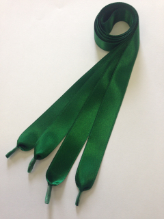 Dámske saténové šnúrky do topánok tmavo zelené