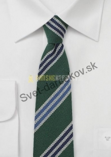 Rural Rebel úzka tmavo zelená kravata s pruhovaním