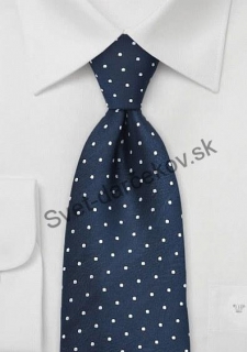 Tamvomodrá kravata s bielymi bodkami