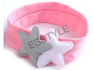 Detská elastická čelenka do vlasov s hviezdičkami - ružová