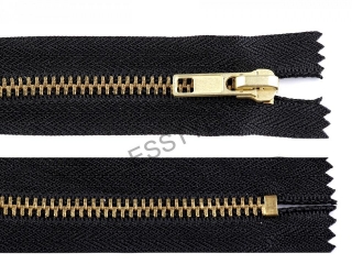 Kovový / mosadzný zips čierny šírka 6 mm dĺžka 10 cm