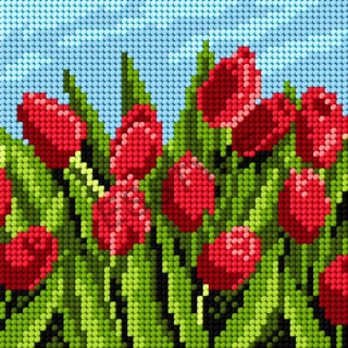 Predloha na vyšívanie 15x15cm - tulipány