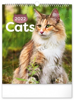 Nástenný kalendár Mačky 2022, 30 × 34 cm