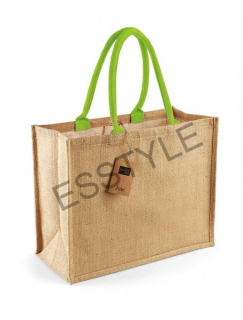 Jutová nákupná taška Esstyle - prírodná / jablkovo zelená